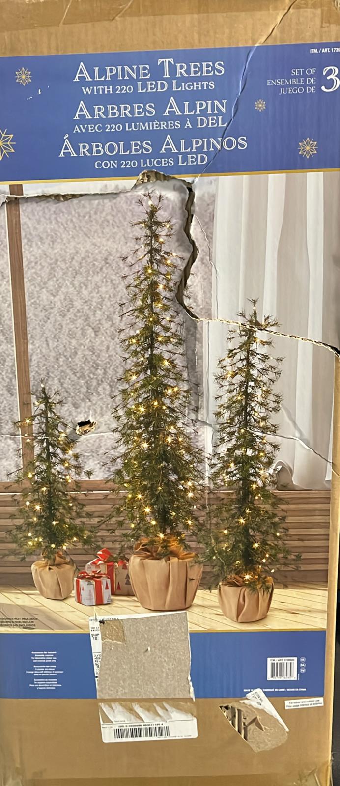 Holiday Alpine Trees with LED lights - Set of 3