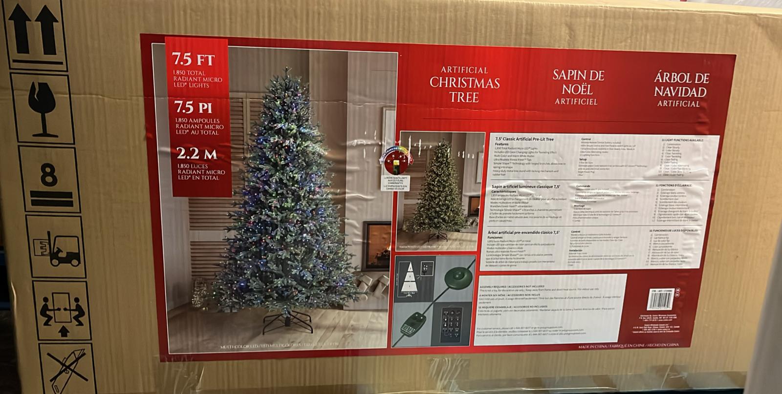 7,5ft Pre-Lit Artificial LED Twinkle Christmas Tree, 1,850 Radiant Micro Dot LED lights with Twinkling effects.