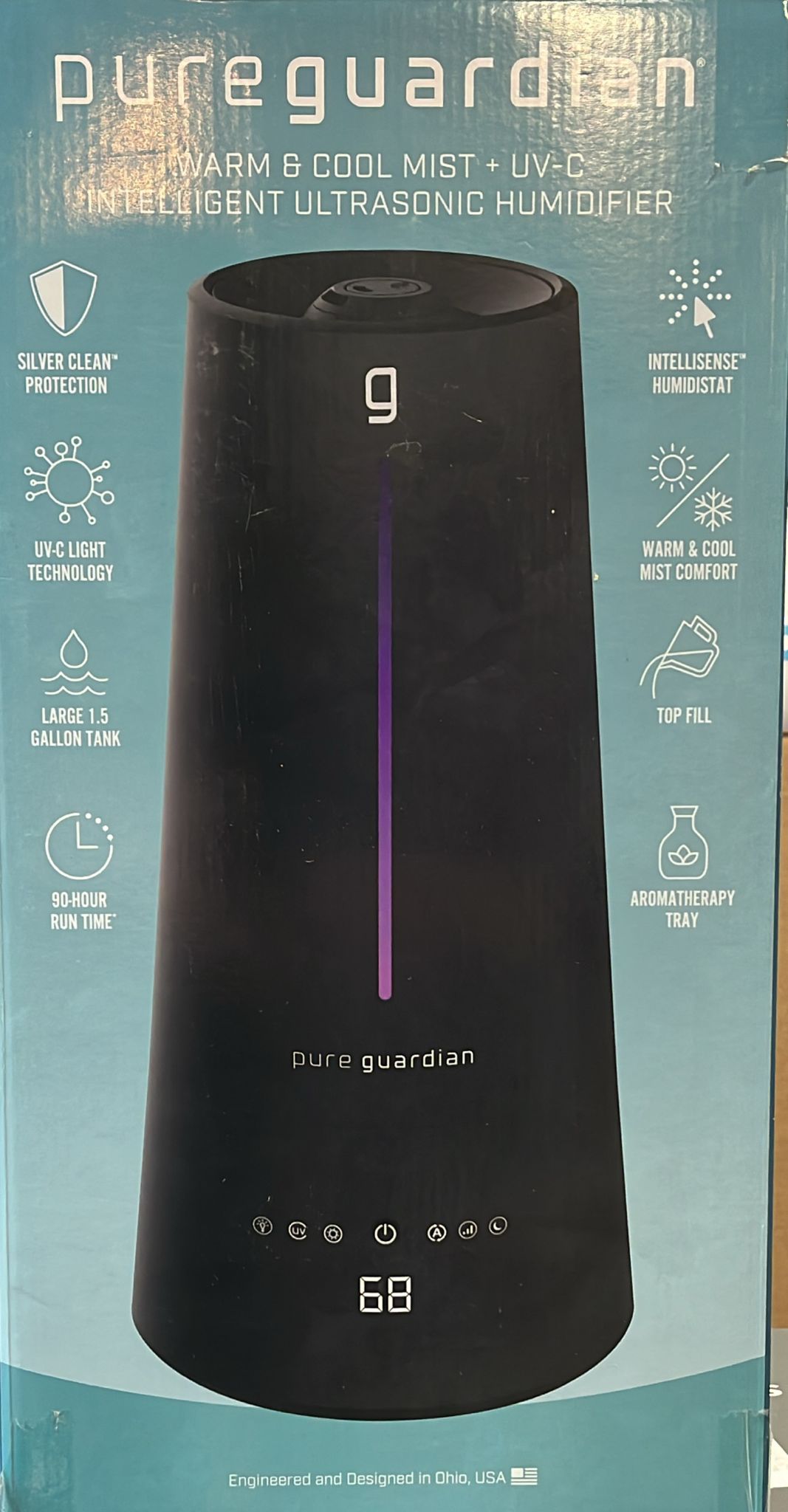 PureGuardian Warm and Cool Mist Ultrasonic Humidistat Humidifier with UV-C and Aroma Tray