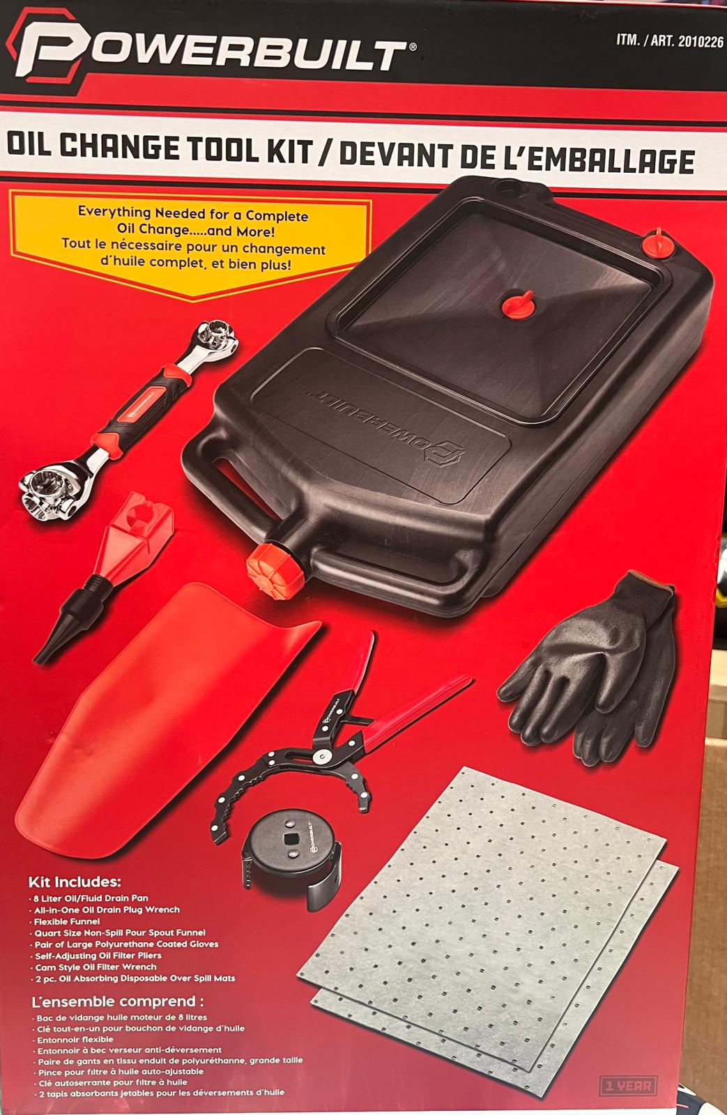 Powerbuilt Oil Change Tool Kit with 8 L Drain Pan