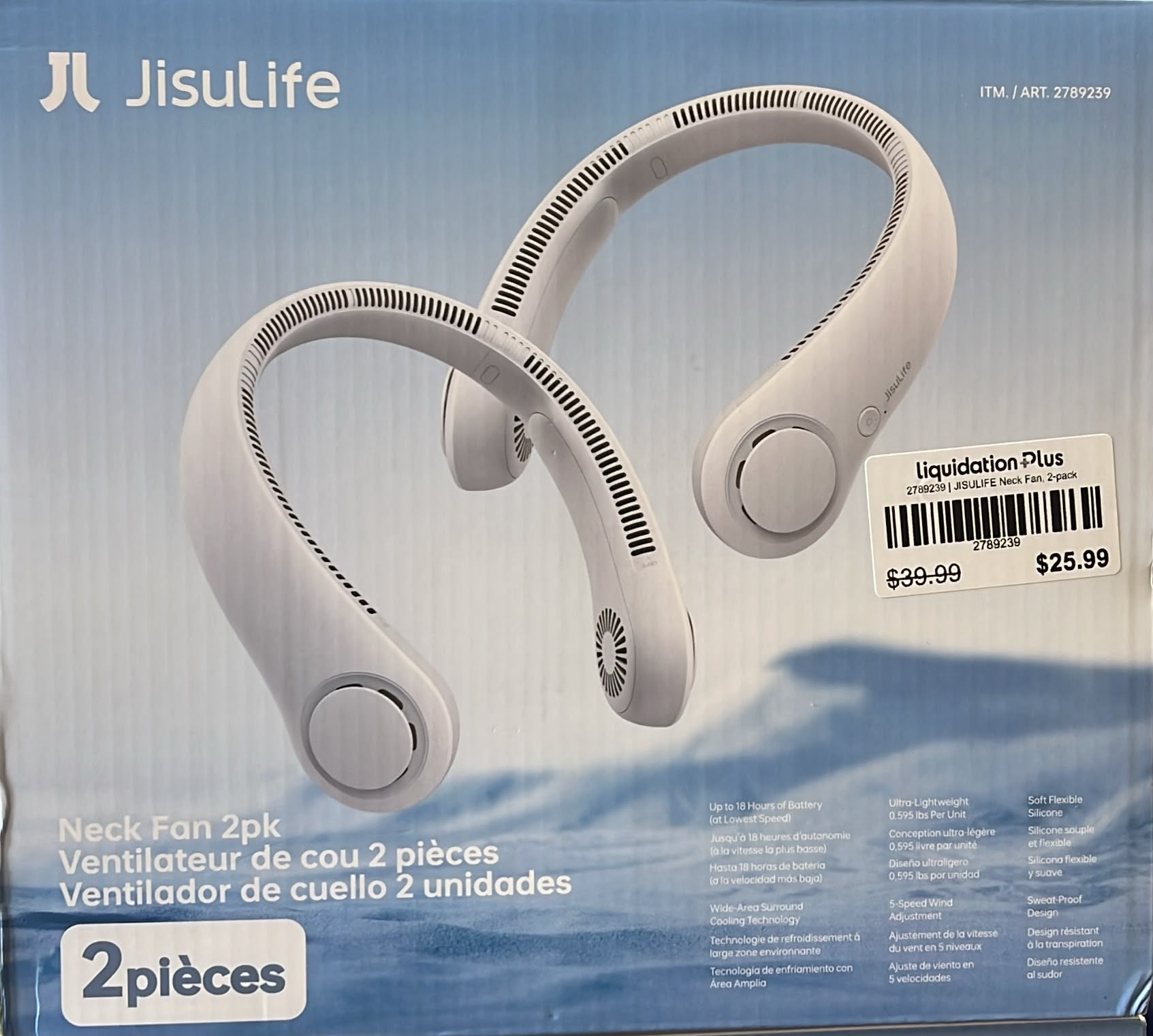 JISULIFE Neck Fan 2-pack