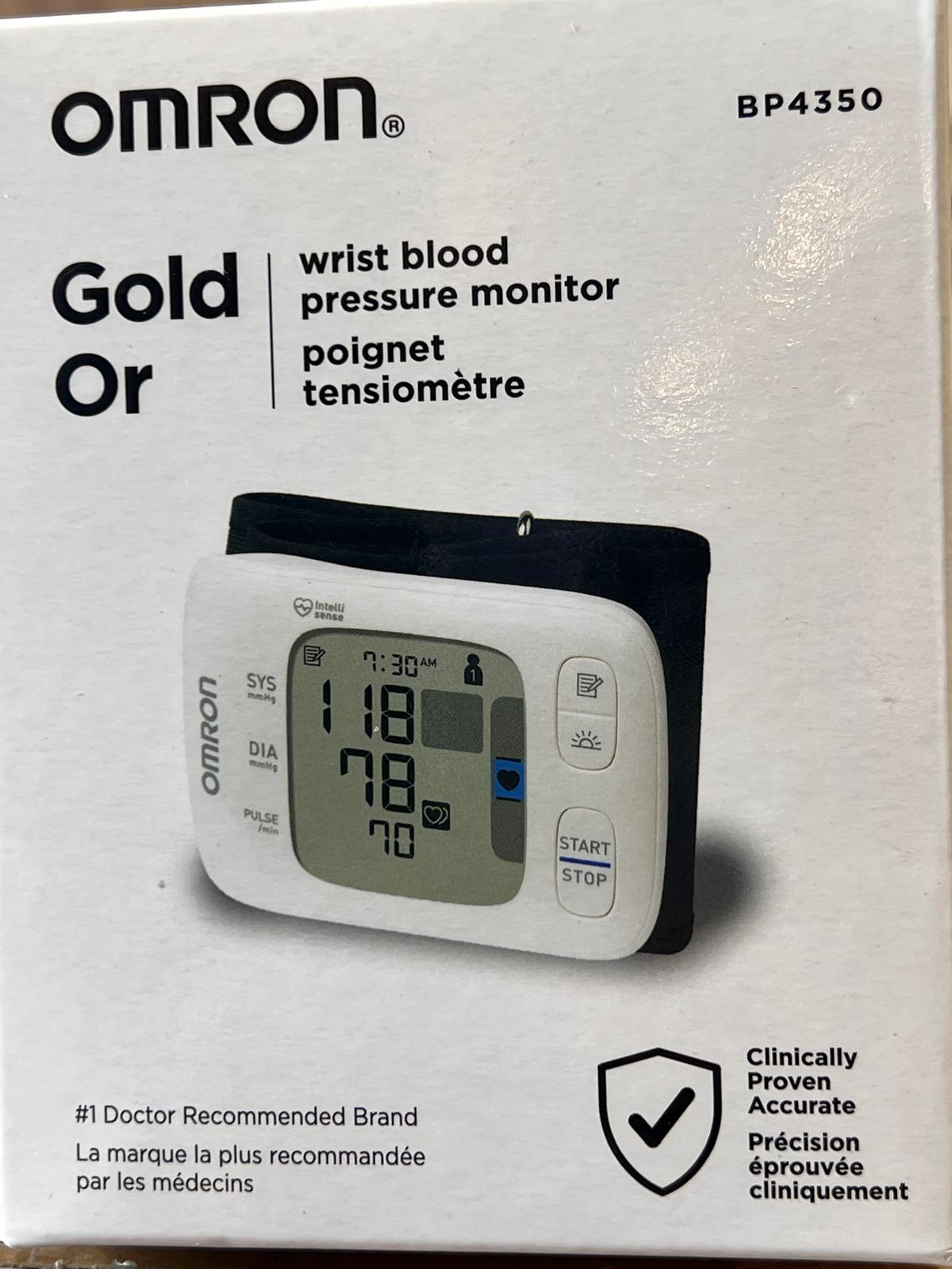 Omron BP4350 Gold Wrist Blood Pressure Monitor with Wireless Bluetooth Smart Technology