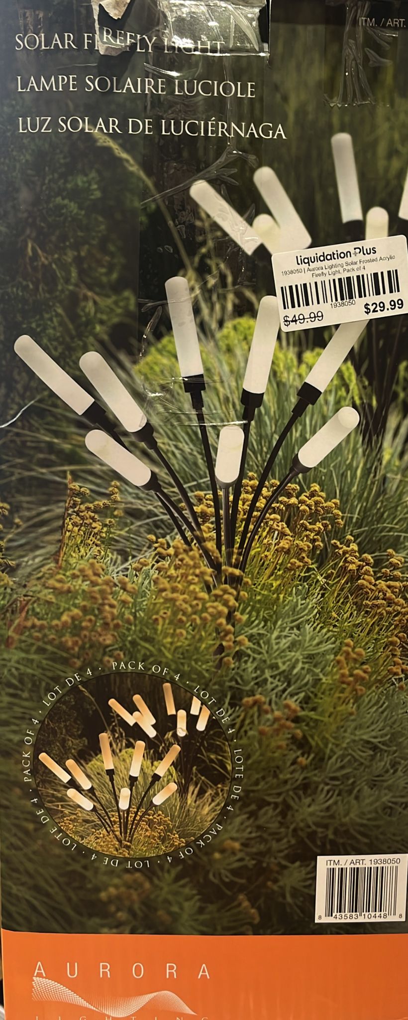 Aurora Lighting Solar Frosted Acrylic Firefly Light, Pack of 4