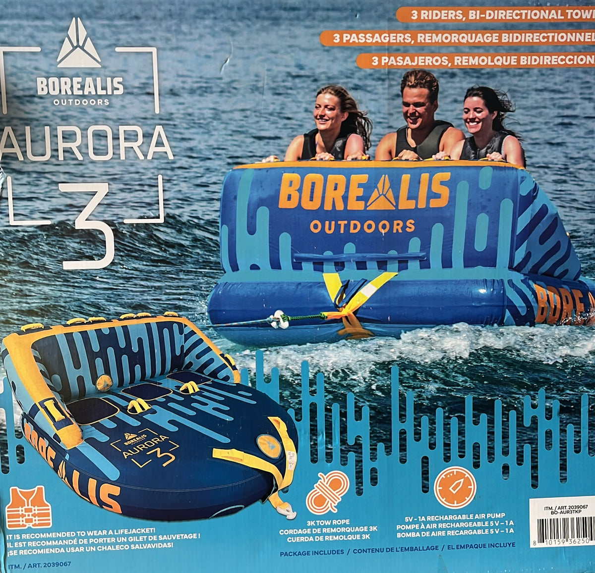 Borealis Outdoors - Aurora 3 Towable Float w/ 3K Rope