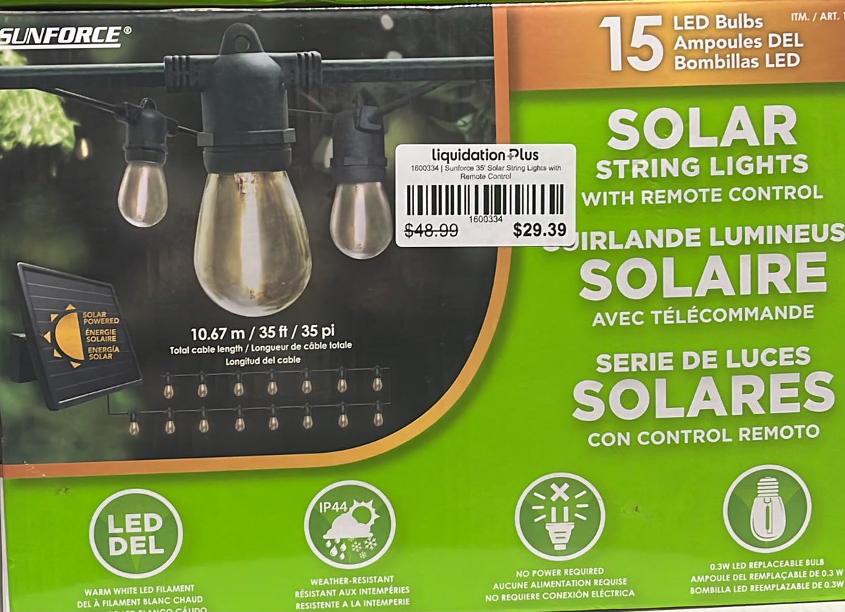 Sunforce 35' Solar String Lights with Remote Control