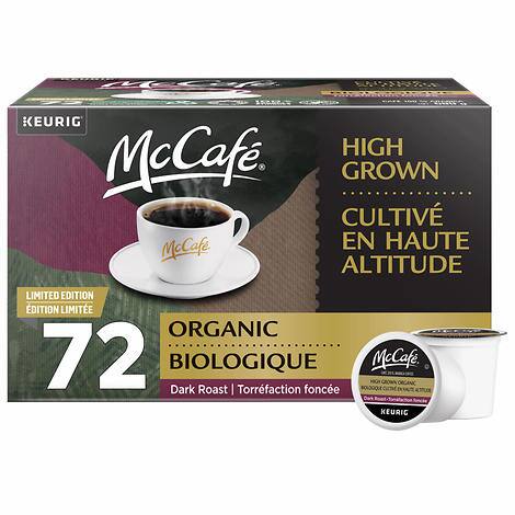 McCafé High Grown Organic K-Cup Coffee Pods, Dark Roast, 72 count