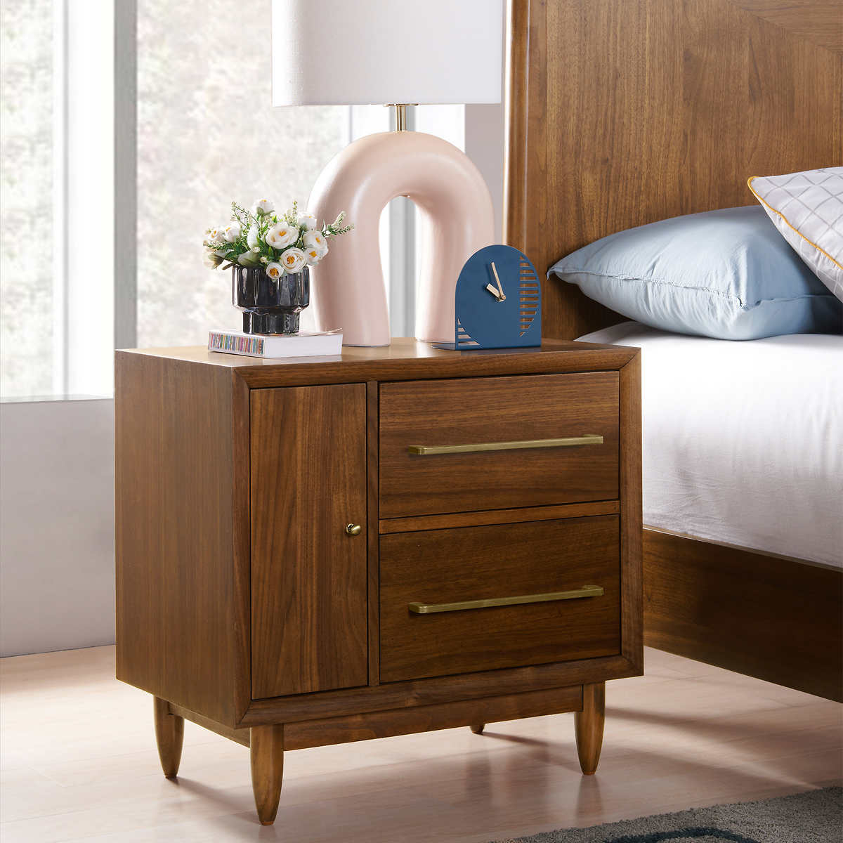 Marina Del Rey Mid-century Nightstand with Power