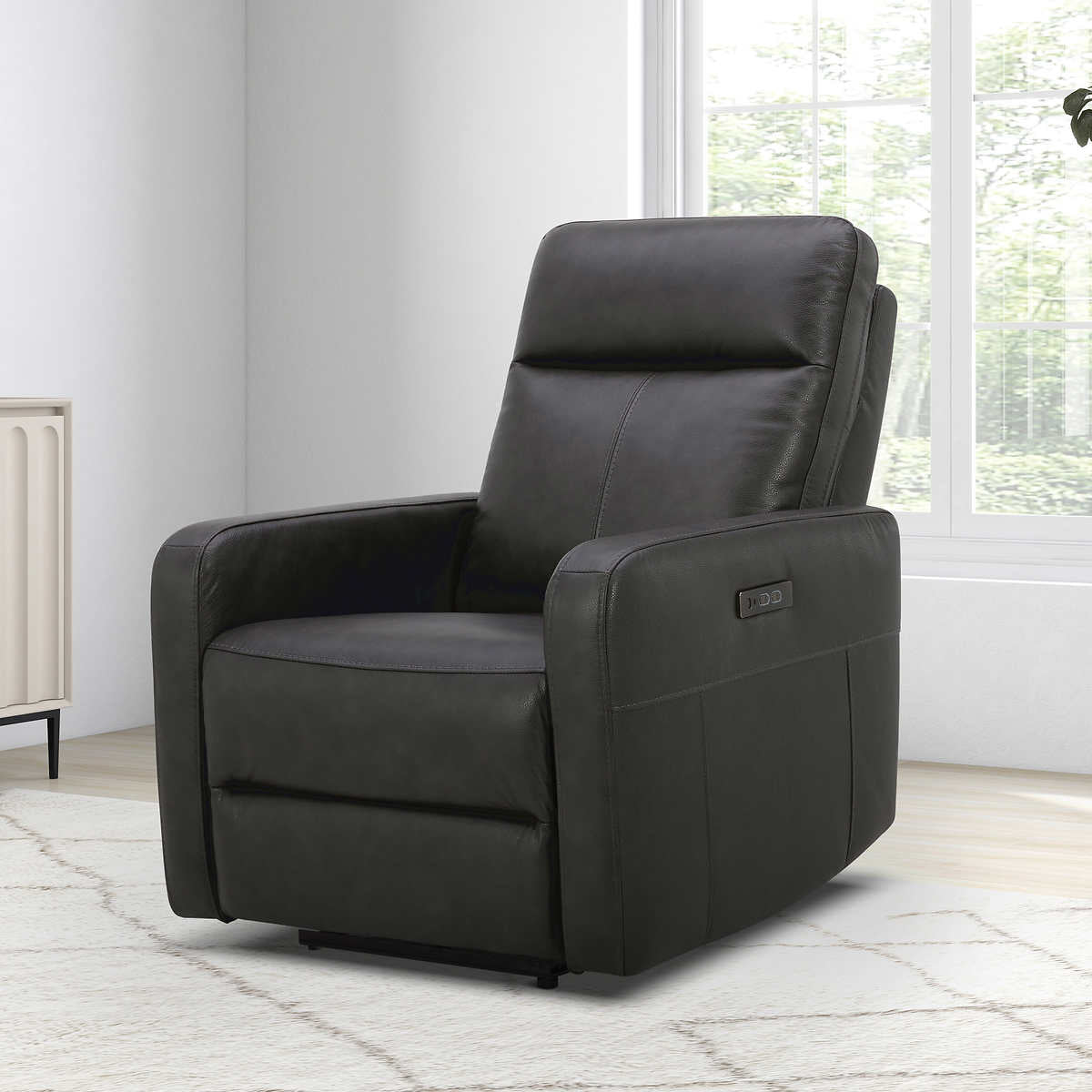 Gilman Creek Dark Grey Top-grain Leather Power Recliner