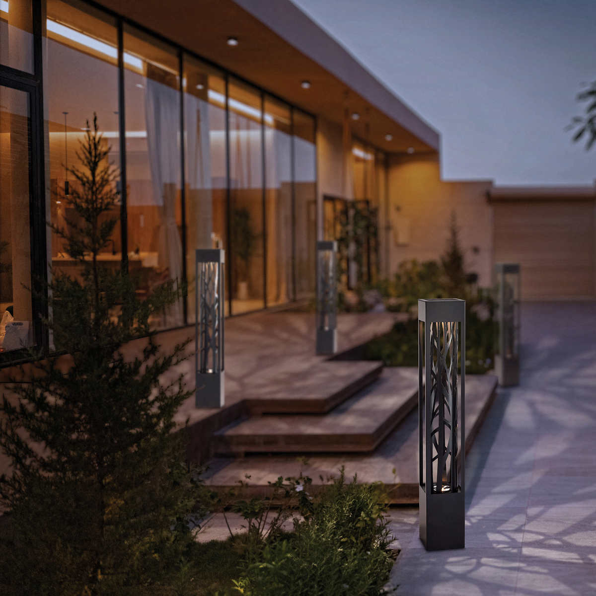 Solar Bollard Pathway Lights, 4 Pack