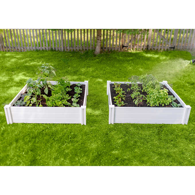 4 ft. x 4 ft. White Vinyl Raised Garden Bed 2-pack