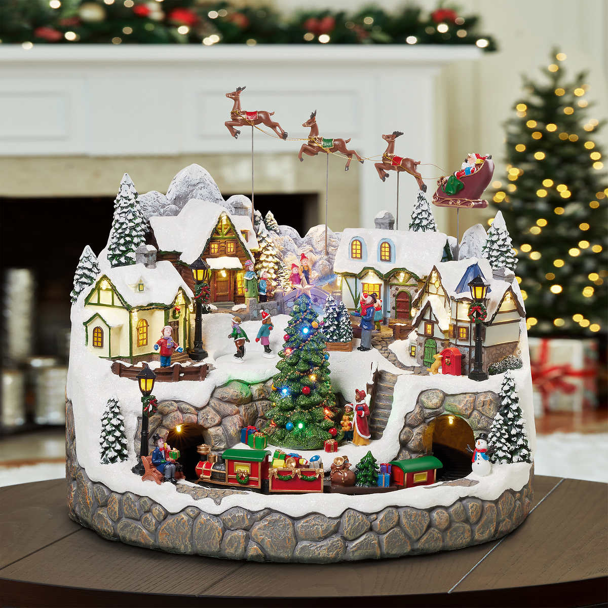 13PC DISNEY HOLIDAY VILLAGE WITH LIGHTS AND MUSIC