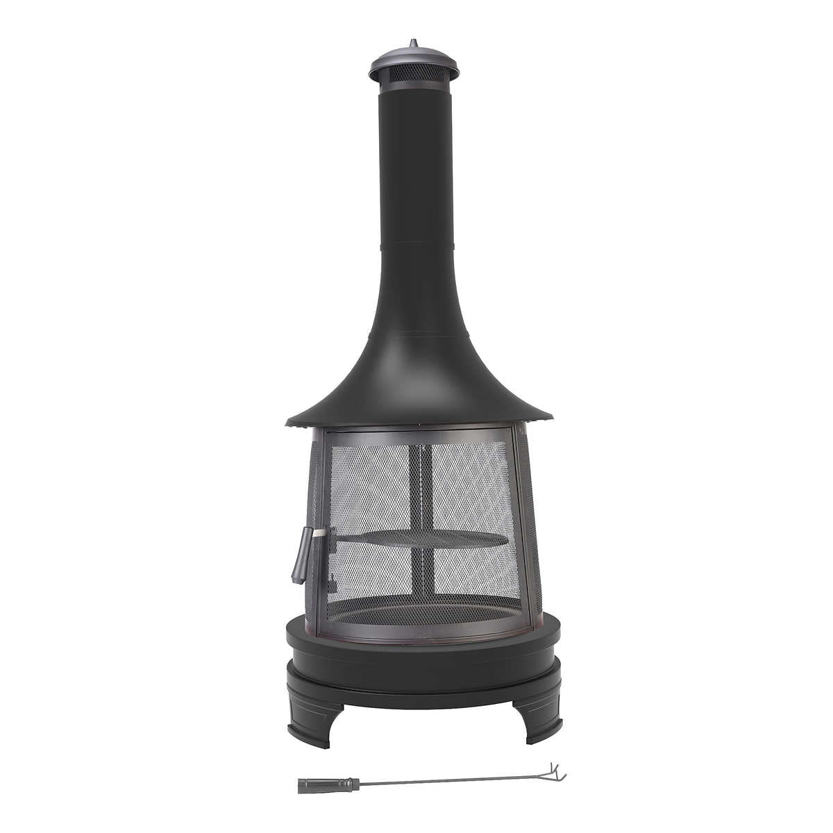BLACK MATTE CHIMINEA OUTDOOR COOKING PIT WOOD BURNING