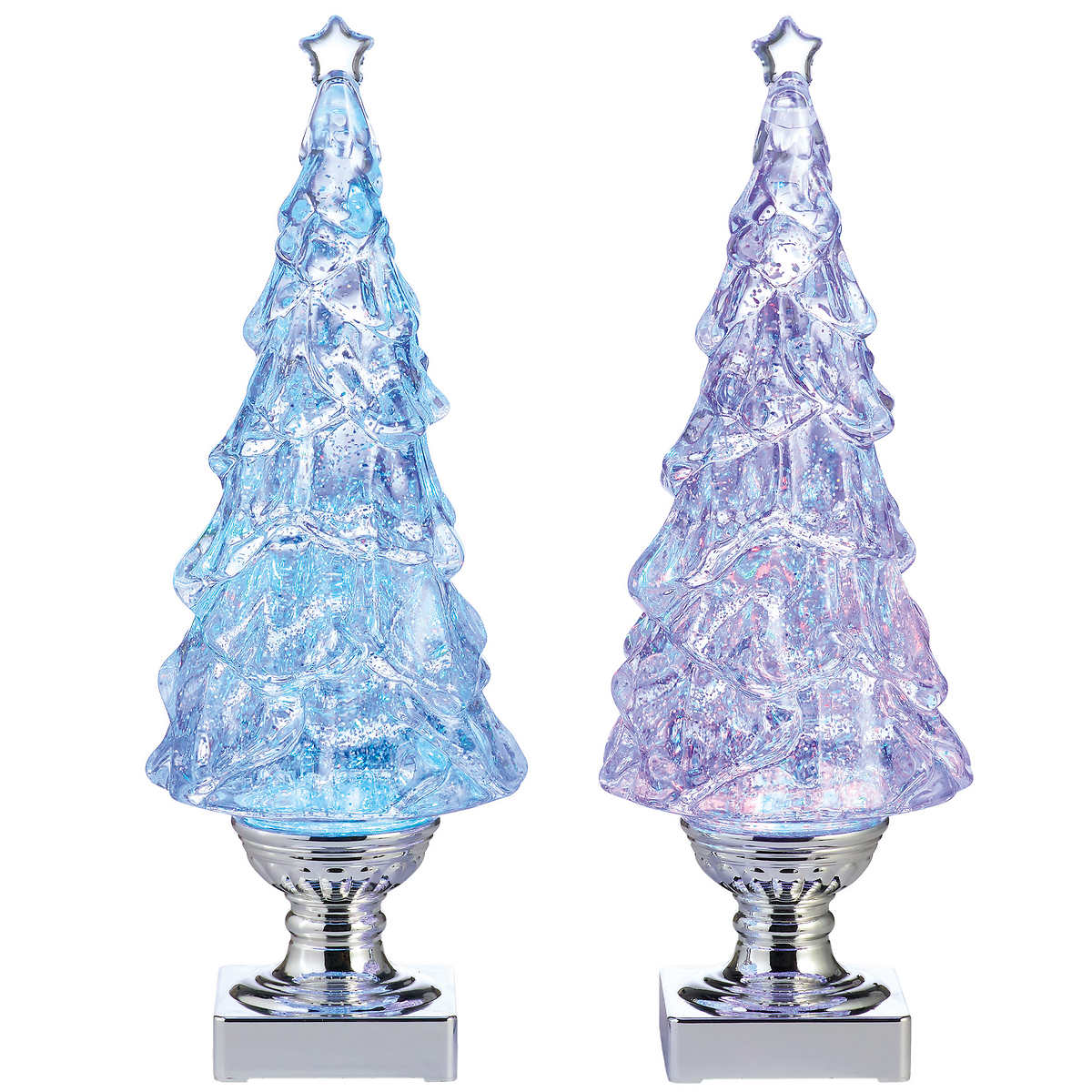2PC LIGHTED GLITTER TREES
