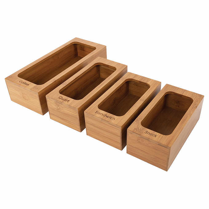Seville Bamboo Food Bag Organizer 4-piece Set