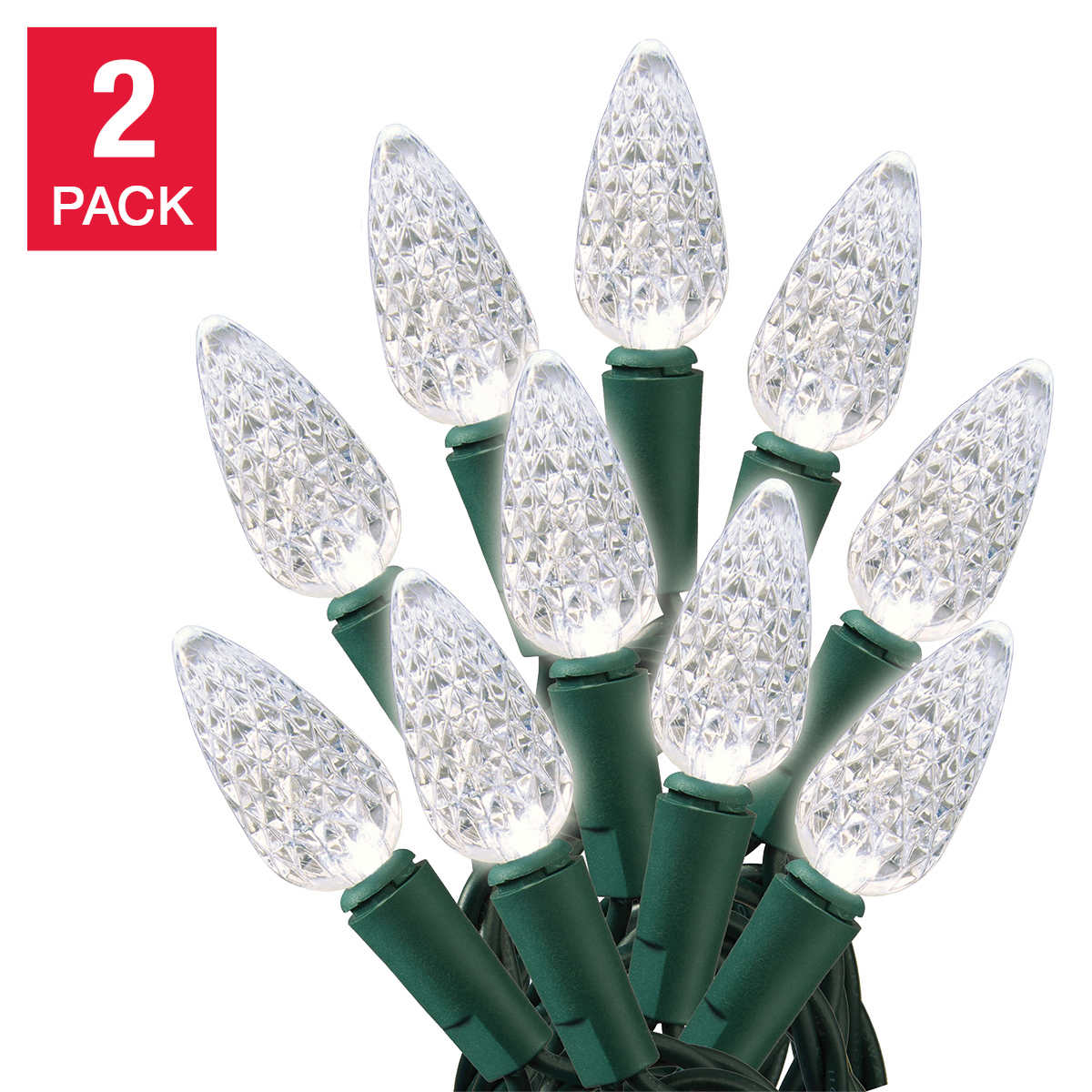Sylvania 2 x 100 C6 Warm White LED Christmas Lights (2-Pack)