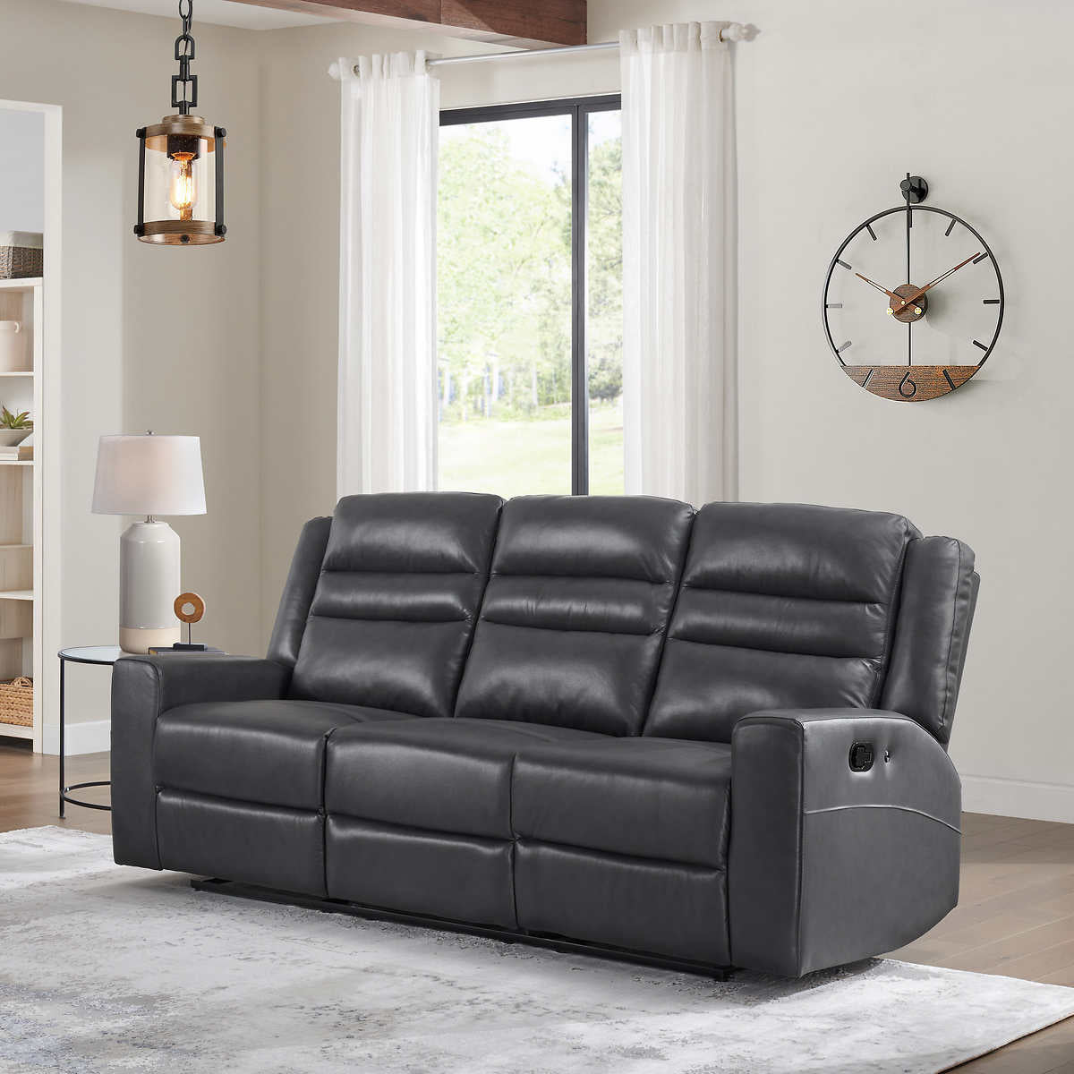 Monterey Hills Top-grain Leather Manual Reclining Sofa