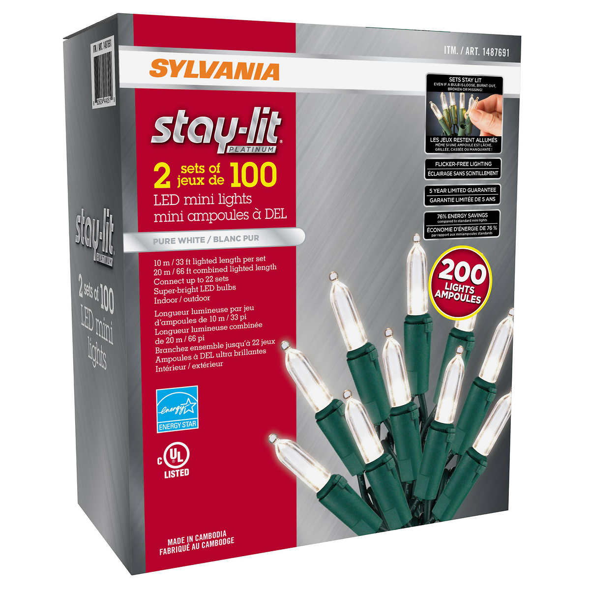 SYLVANIA STAY-LIT 2 SETS OF 100 LED MINI LIGHTS