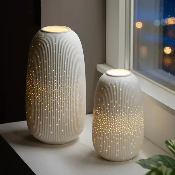 Evergreen LED Porcelain Lantern, 2-piece