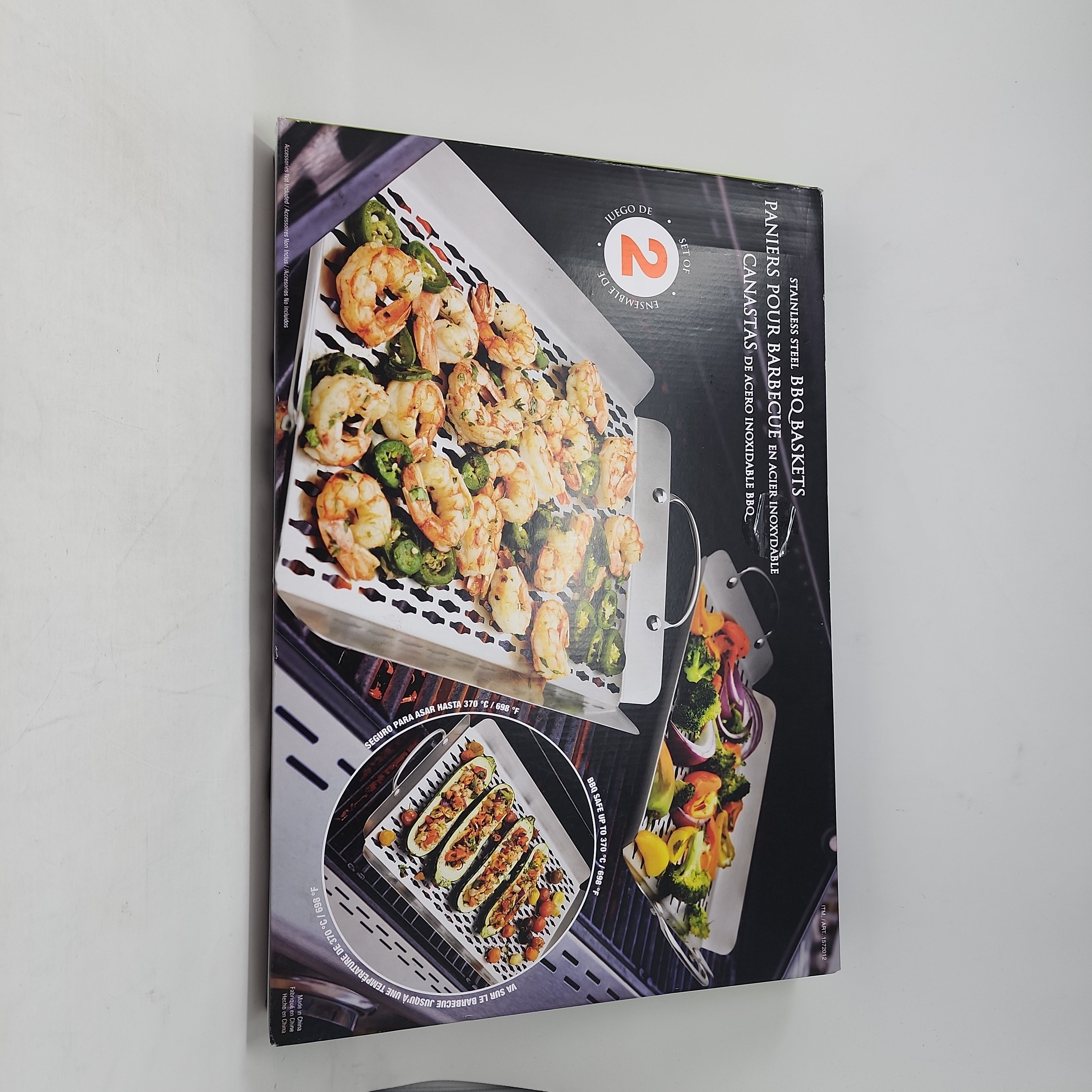 STAINLESS STEEL BBQ BASKET PACK OF 2