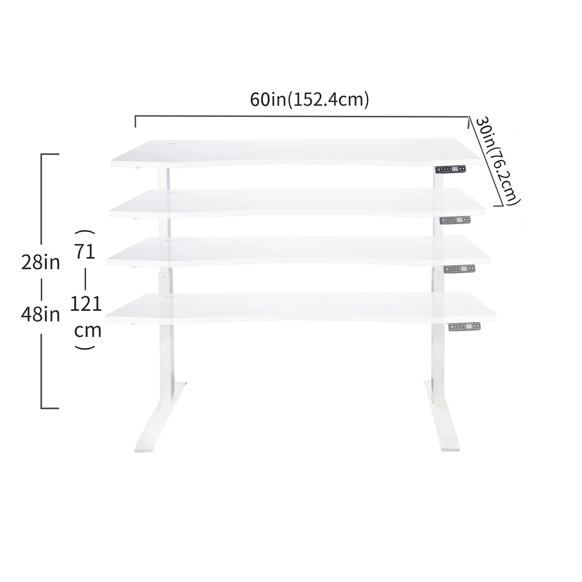 Motionwise Height Adjustable Standing Desk 152.4 cm x 76.2 cm (WHITE)