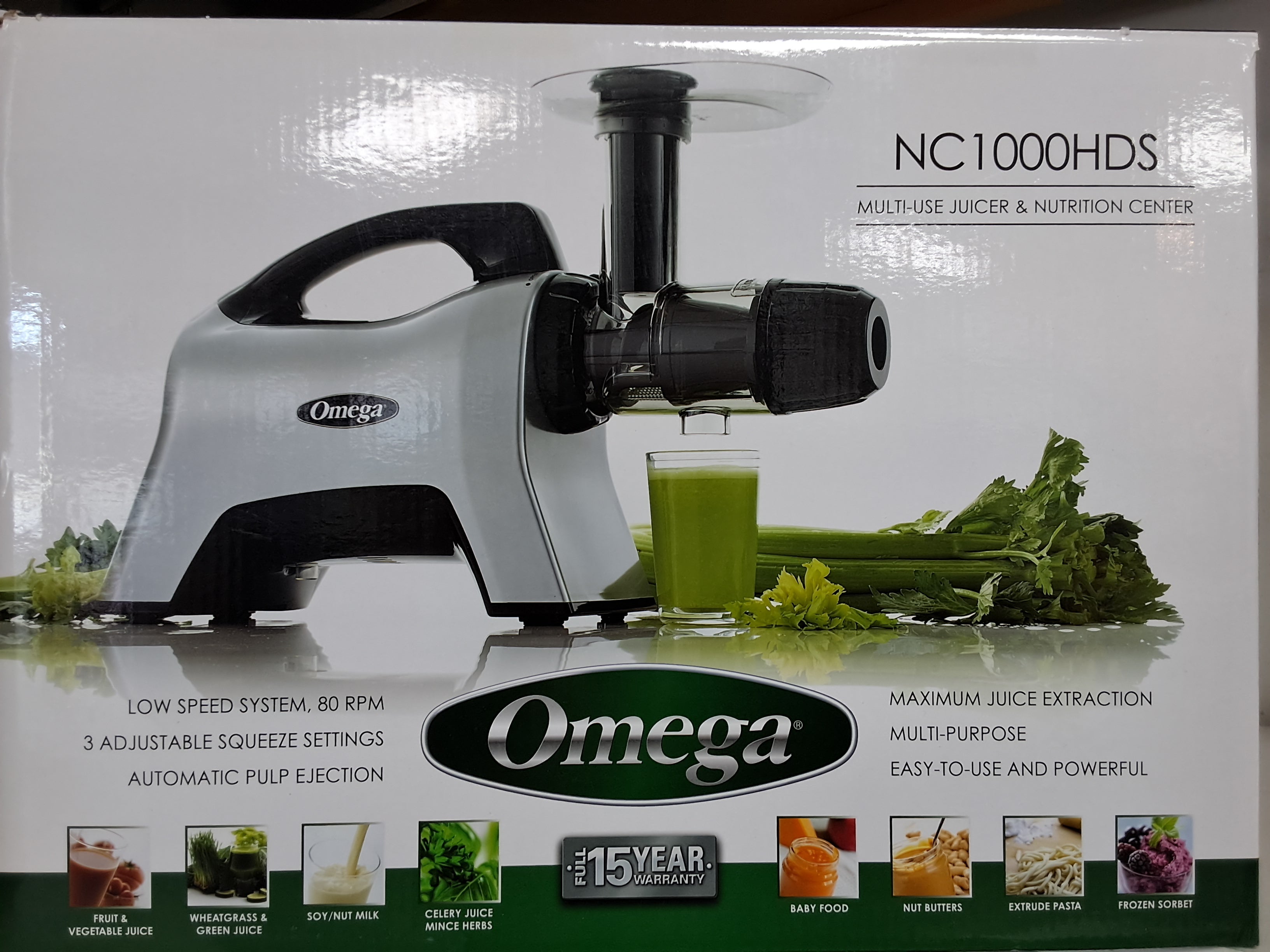Omega Nutrition Center NC1000HDS Premium Horizontal Masticating Juicer
