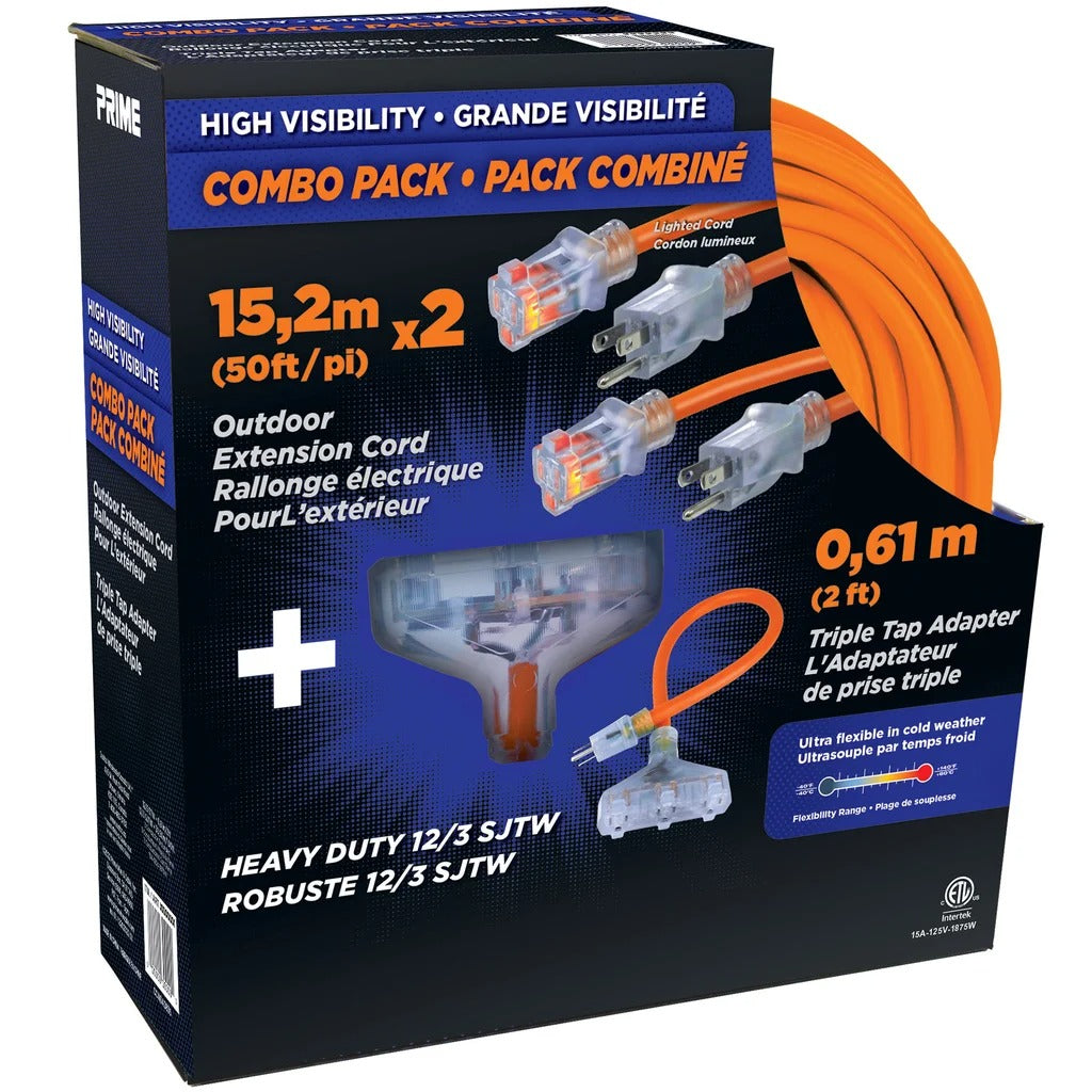 PRIME 50 ft Outdoor Extension Cord, 2-pack