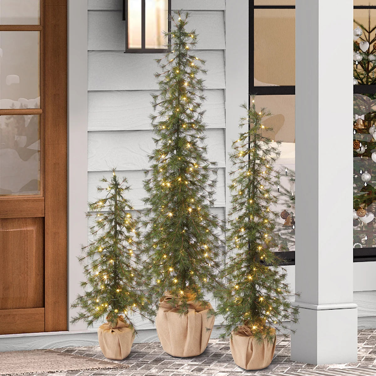 Holiday Alpine Trees with LED lights - Set of 3