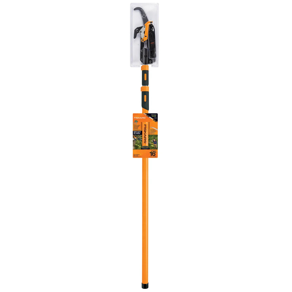 Fiskars PowerLever Extendable Pole Saw & Pruner 7’-16' with Bonus Blade and 7" Saw