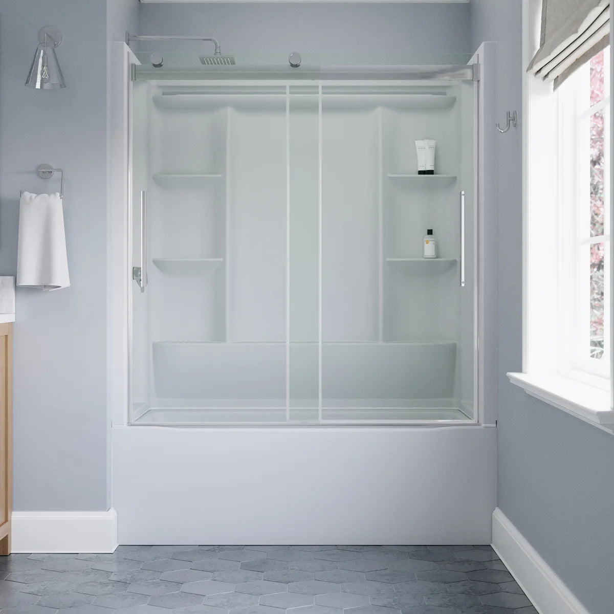 Delta EverEdge 59 in. × 60 in. Frameless Sliding Bathtub Door in Chrome