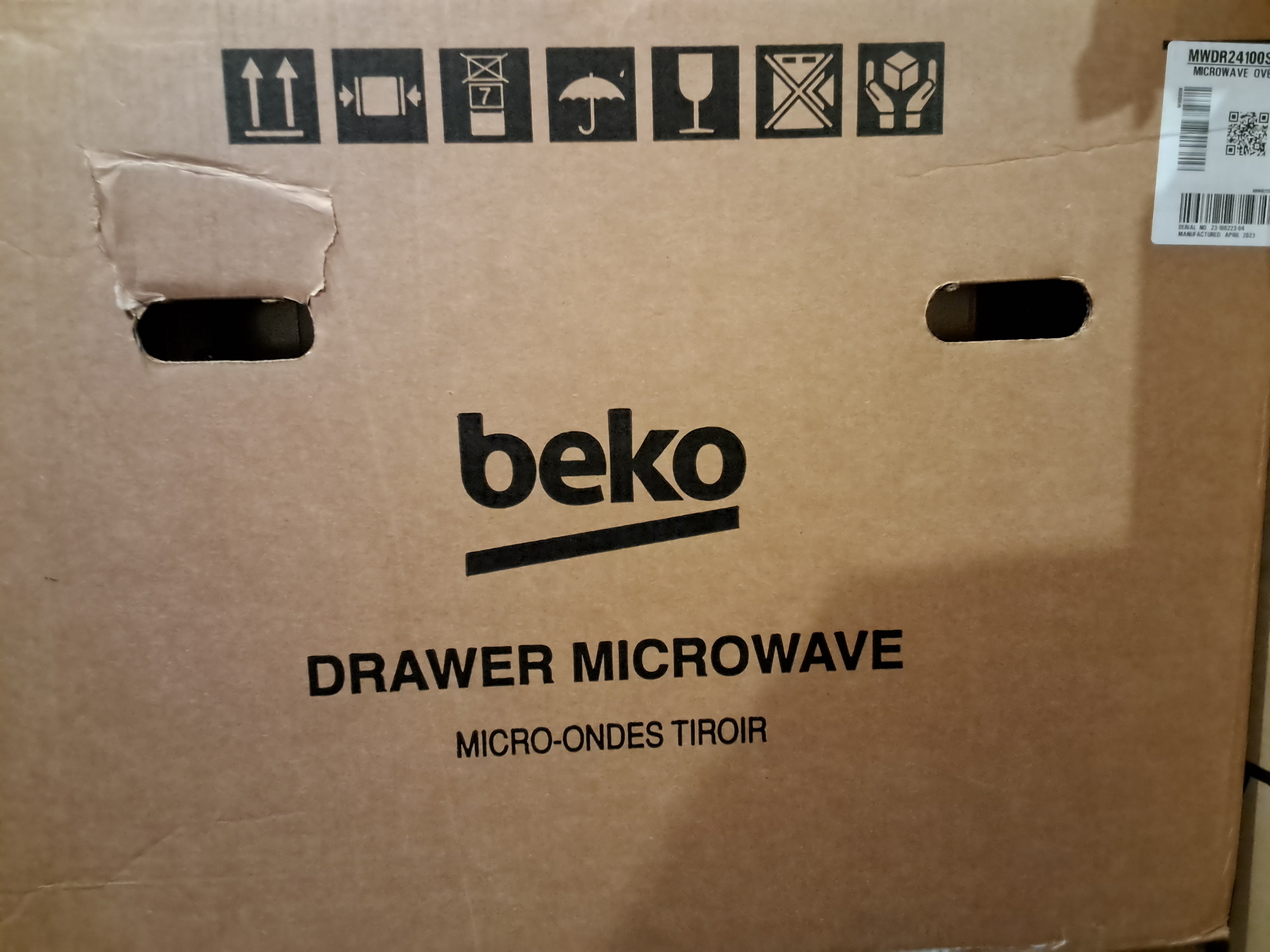 Beko 24 in 1.2 cu ft. Stainless Steel Built-In Microwave Drawer with Sensor Cooking Model MWDR24100SS