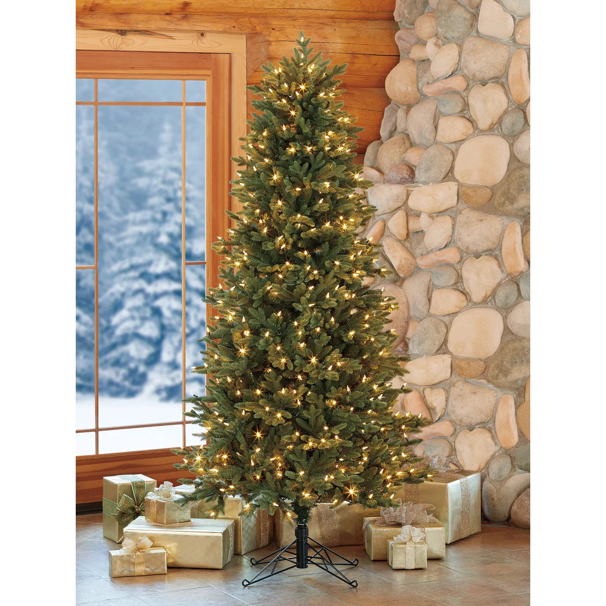 6.5 ft Pre-Lit Slim Aspen EZ Connect Artificial Christmas Tree, 450 Color-Changing SureBright LED Lights