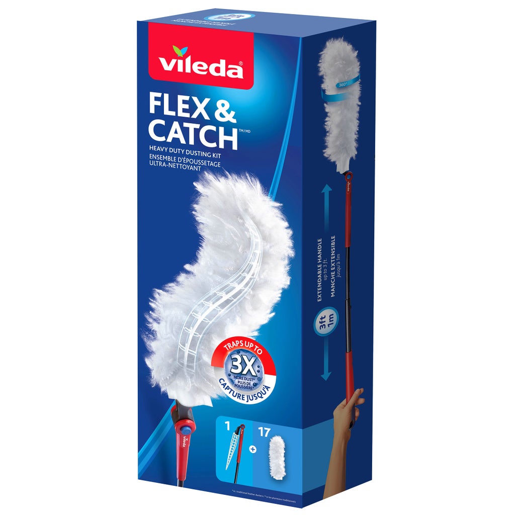 Vileda Flex & Catch Heavy Duty Dusting Kit with 17 Refills