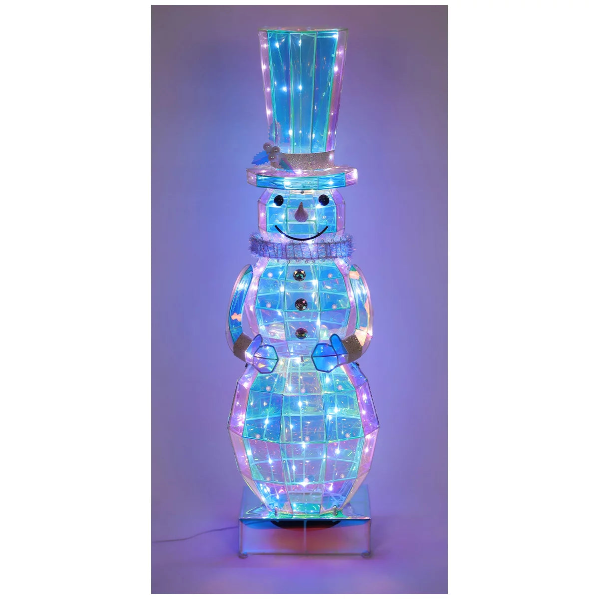 Prismatic Iridescent Figurine With Built-In LED Lights 91.4cm Snowman