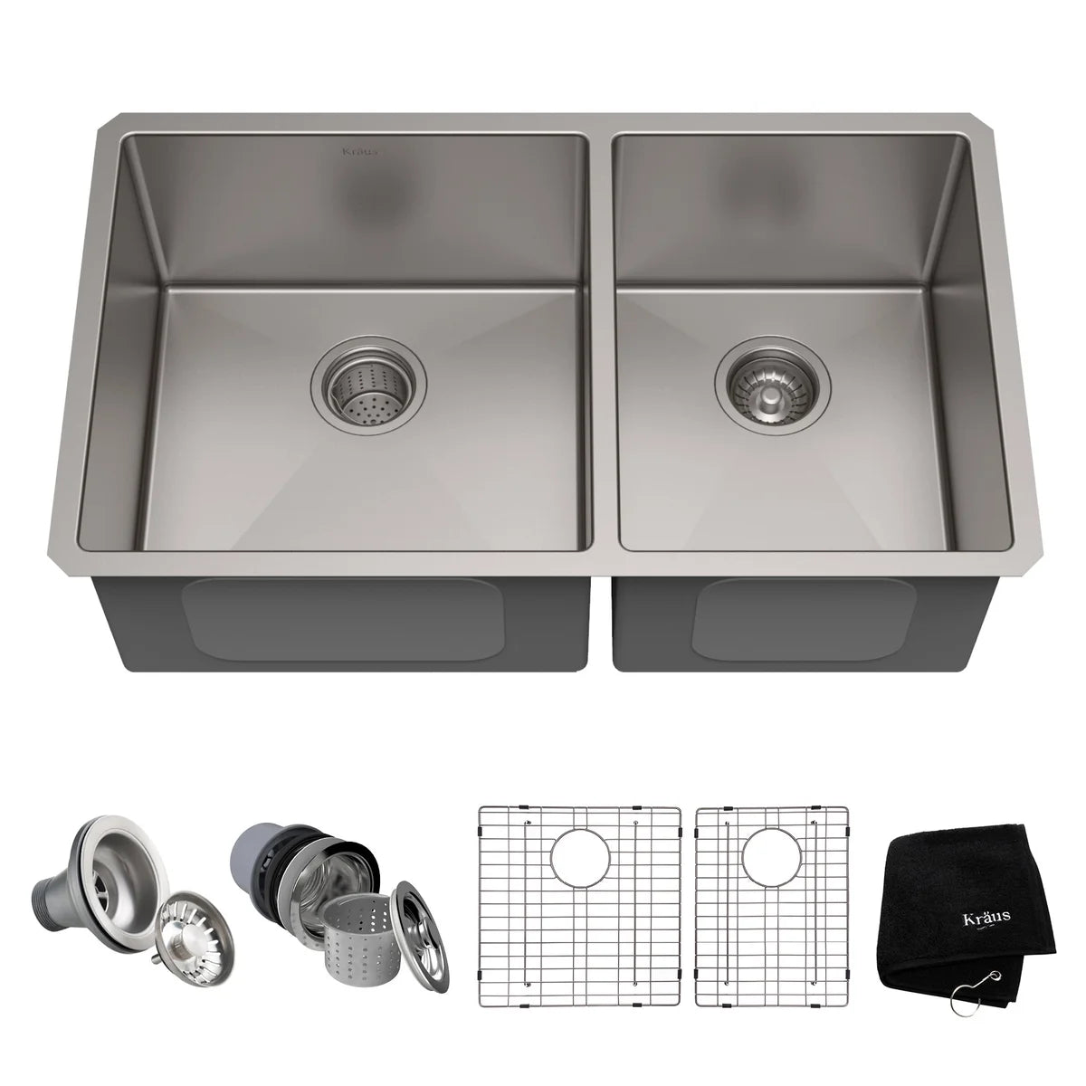 KRAUS Undermount Double Bowl Stainless Steel Sink