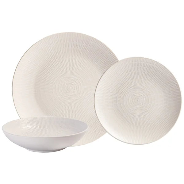 H2K 12PCS EMBOSSED CAPRI DINNERWARE SET