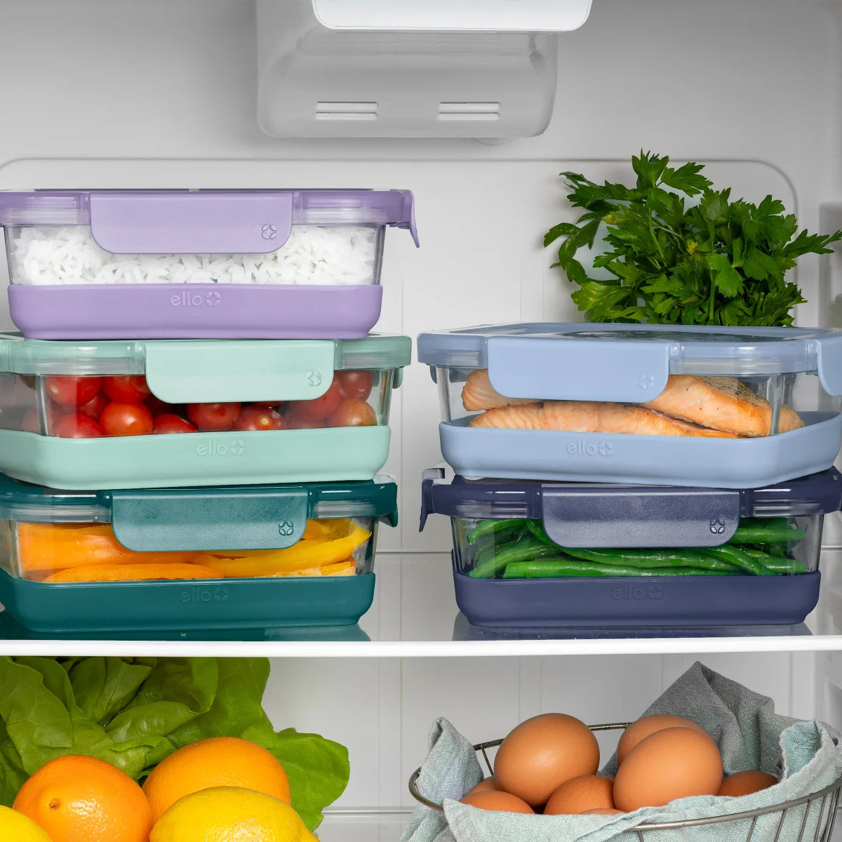Ello Duraglass Glass Meal Prep Containers with Non Slip Base Set, 10 piece