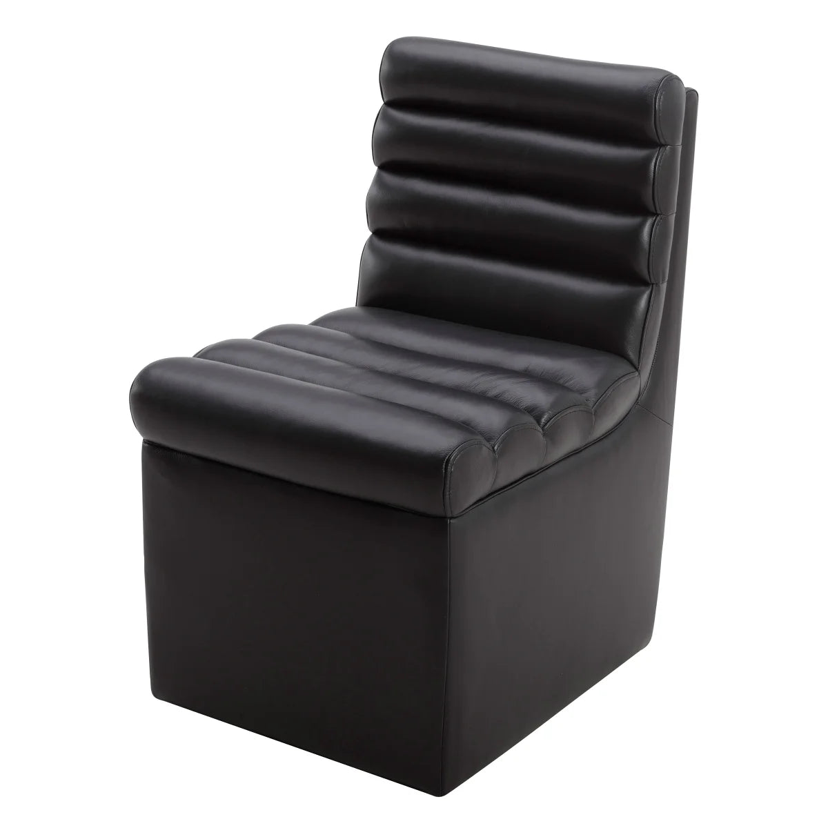 Aiden & Ivy Top-grain Leather Armless Dining Chair with Casters