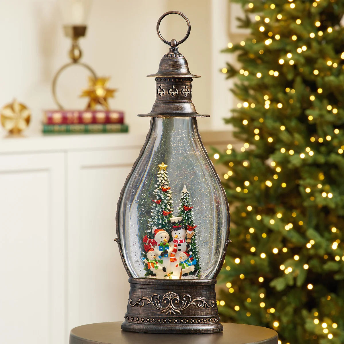 Jumbo Holiday Glitter Lantern with LED Light