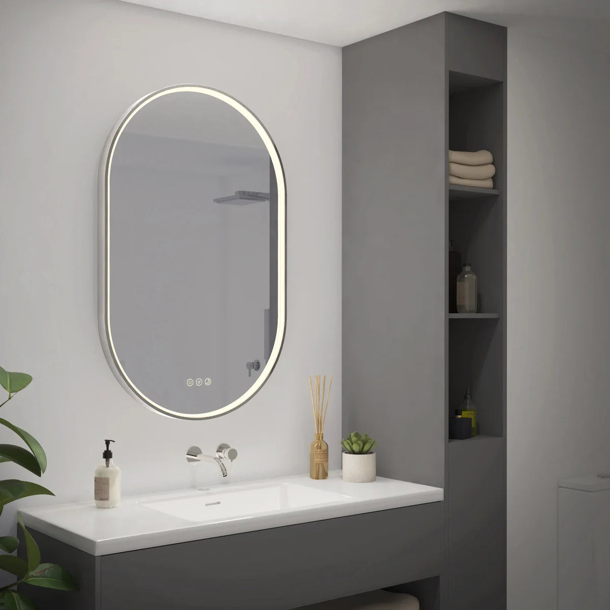 Artika Royce Oval LED Wall Mirror with Integrated Defogger