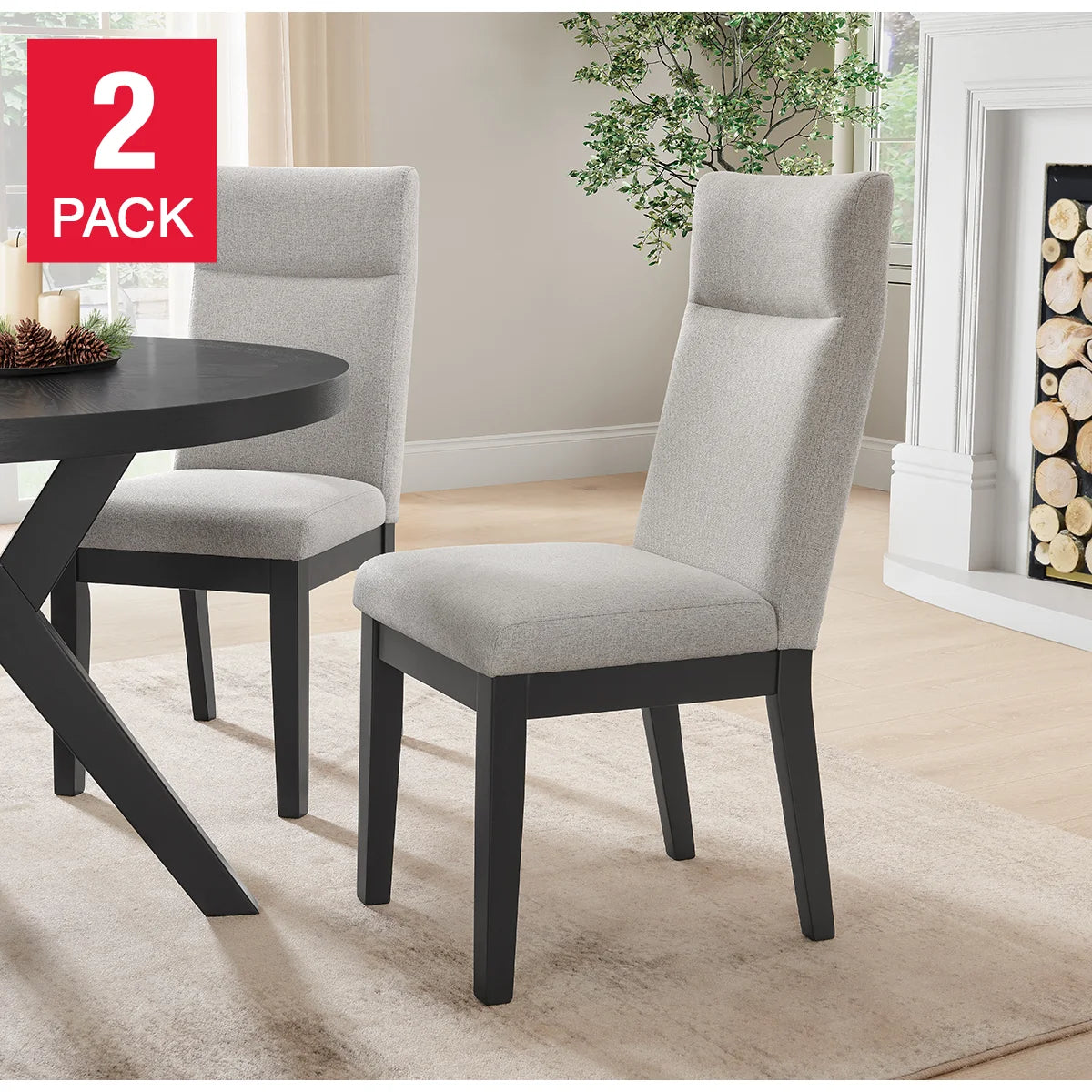 Kaelyn Black and Beige Dining Chair, 2-pack