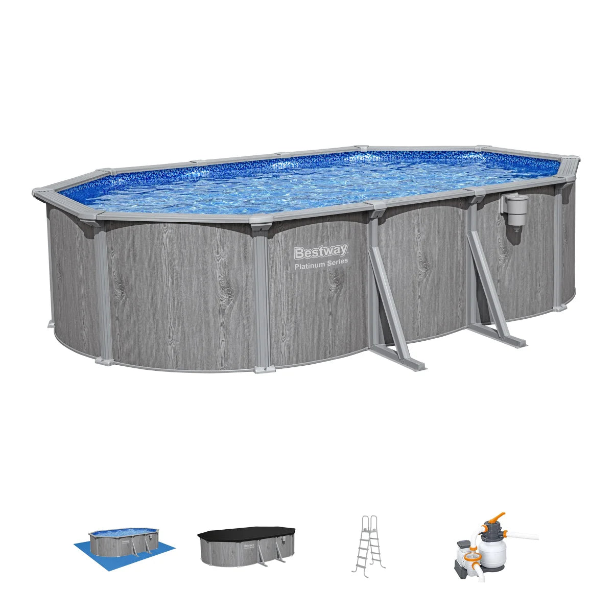 Bestway Power Steel Oval Above-ground Pool - 5.50 m (18 ft) (2 boxes)
