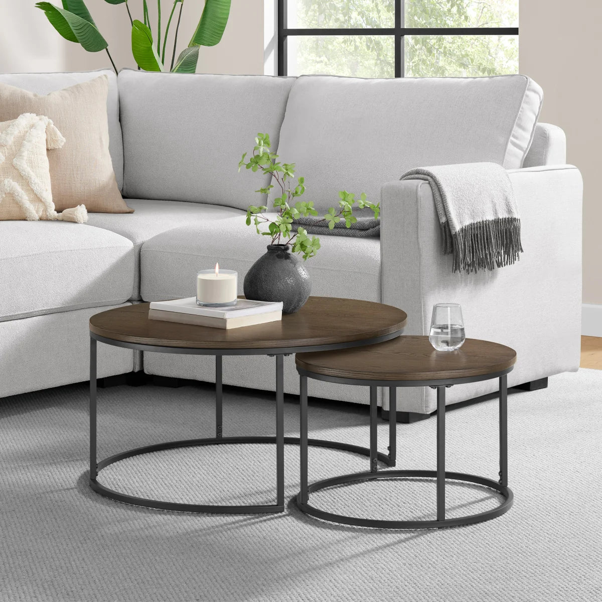 Bayside Furnishings 2-piece Nesting Table Set, 80 cm (31.5 in.) and 52 cm (20.5 in.)