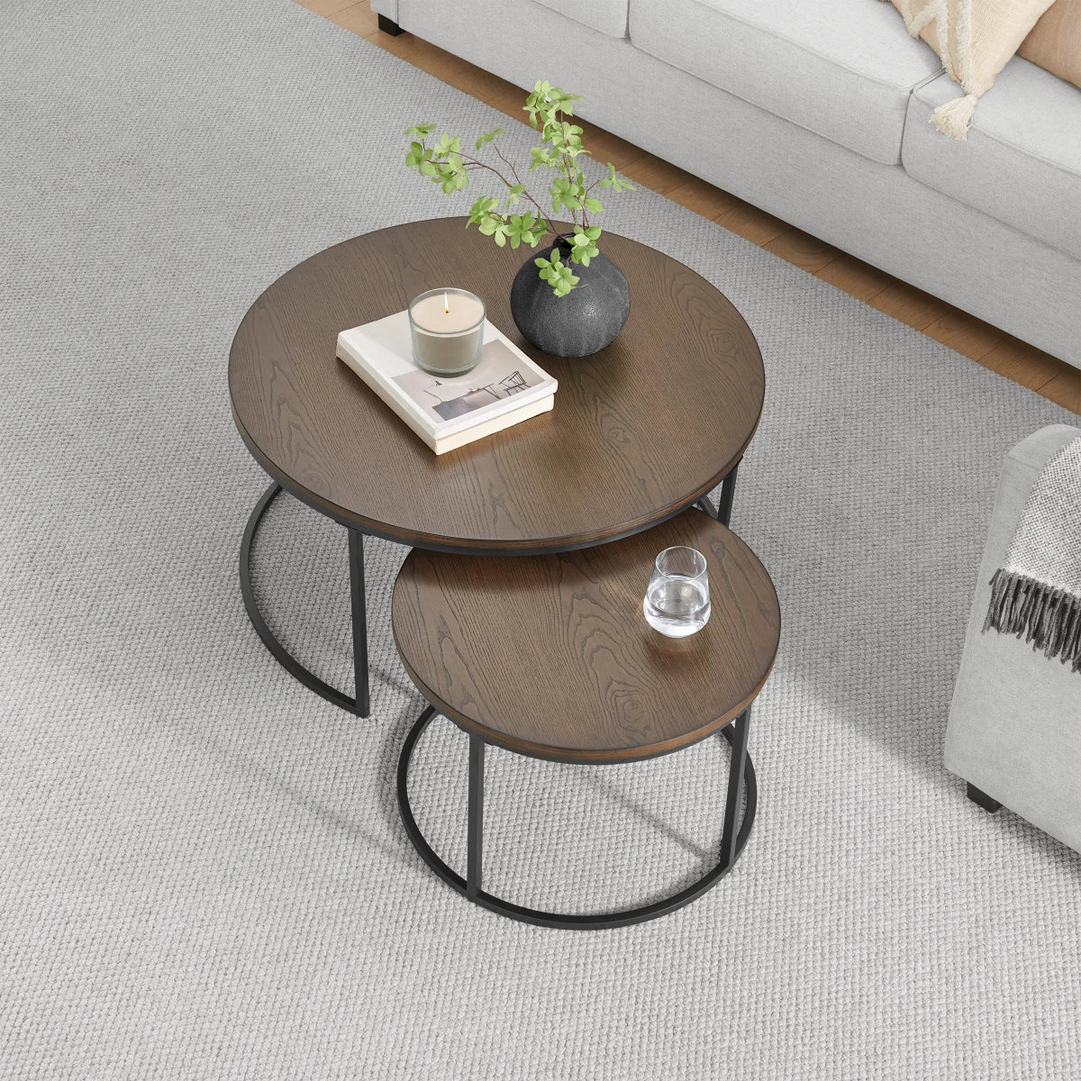 Bayside Furnishings 2-piece Nesting Table Set, 80 cm (31.5 in.) and 52 cm (20.5 in.)