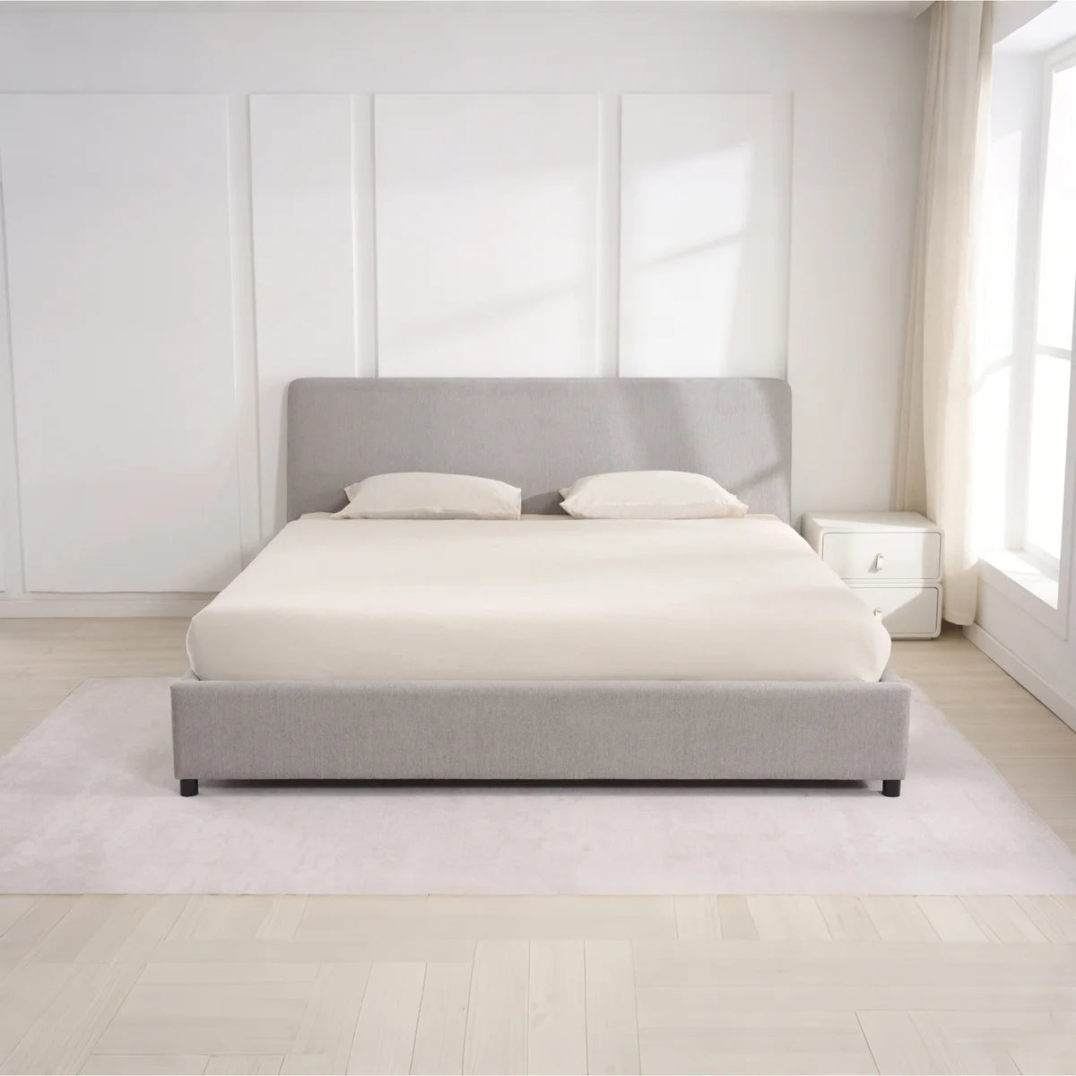 Cannes Upholstered Platform Bed Gray colour (Queen)