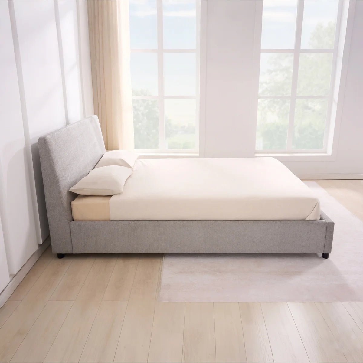 Cannes Upholstered Platform Bed Gray colour (Queen)