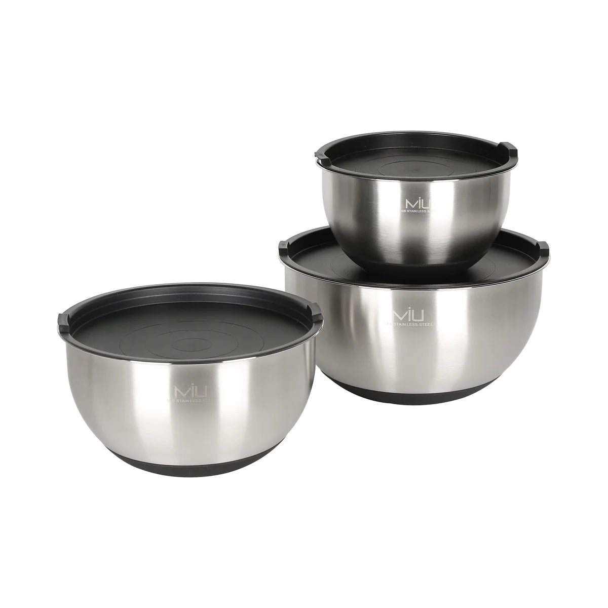 MIU Stainless Steel Mixing Bowl set with lids, 6-pieces