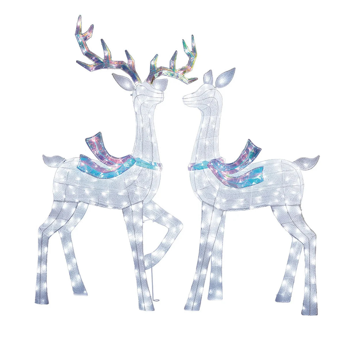 Set of 2 Deer with Twinkle Lights
