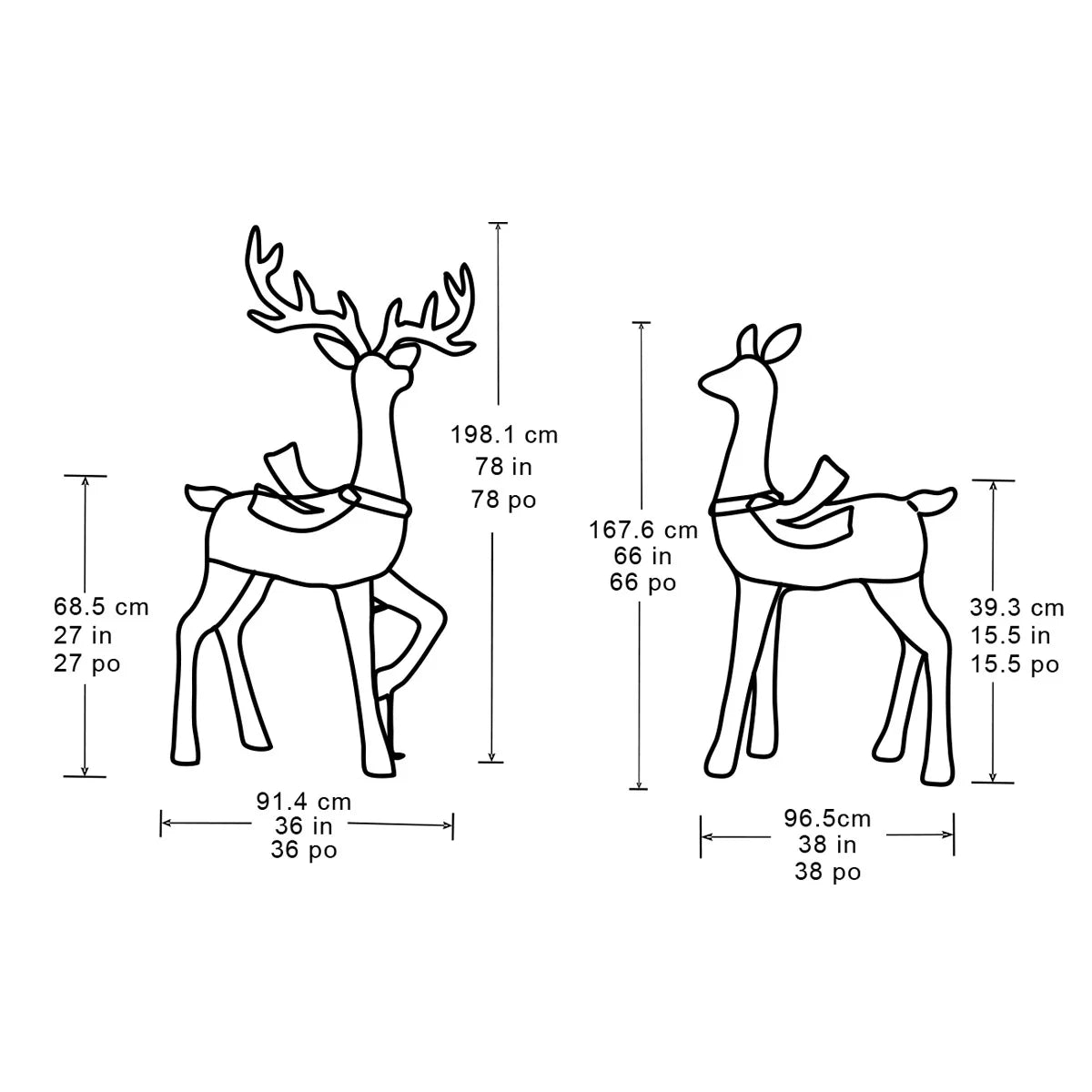 Set of 2 Deer with Twinkle Lights