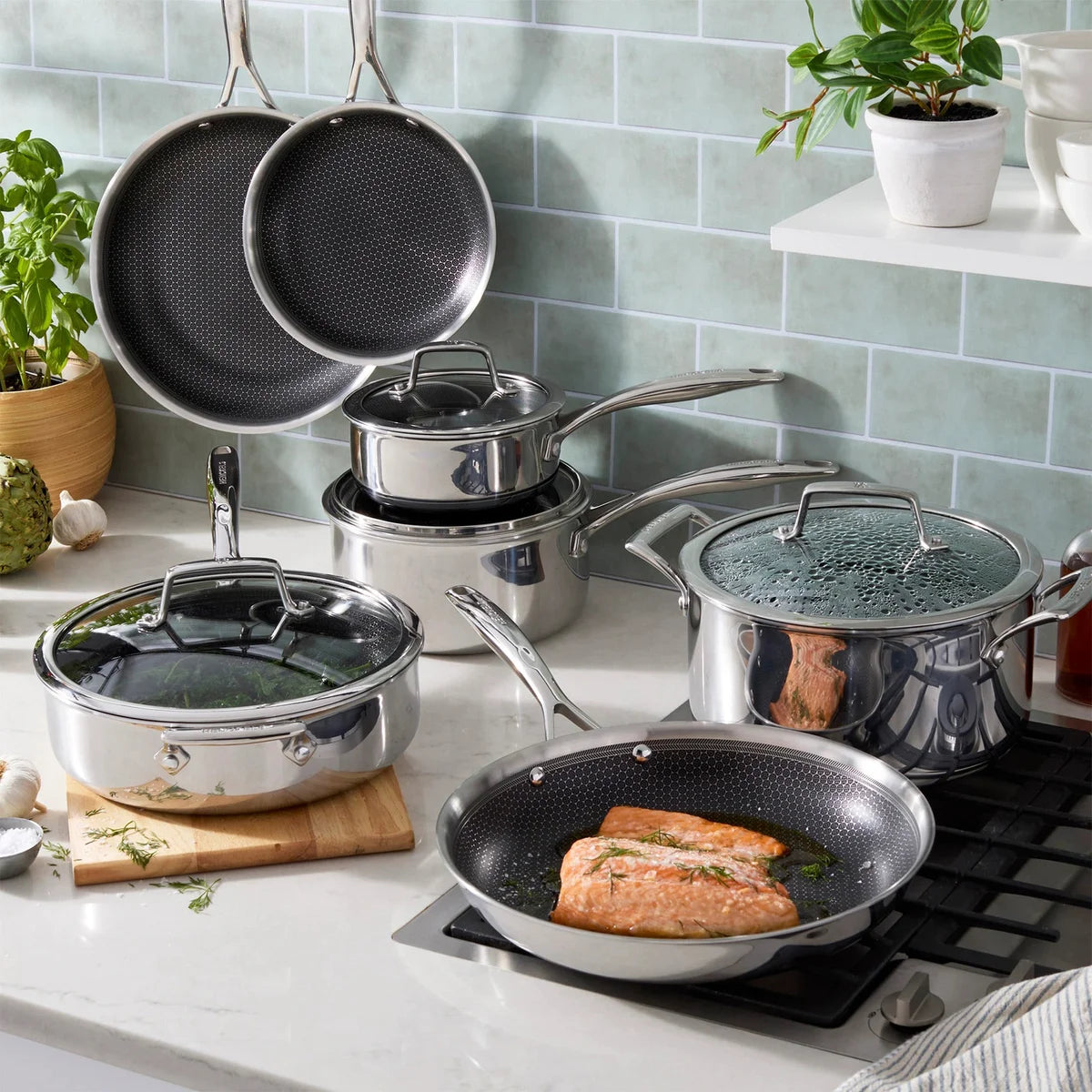 ZWILLING Paradigm Hybrid Ceramic Non-Stick Tri-ply Clad Cookware Set, 11-piece