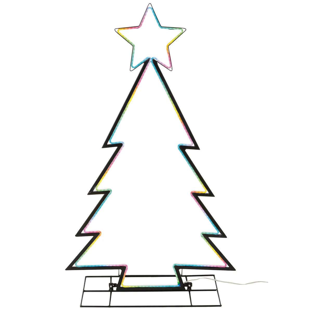 42 in. LED Colour Changing Black Metal Tree